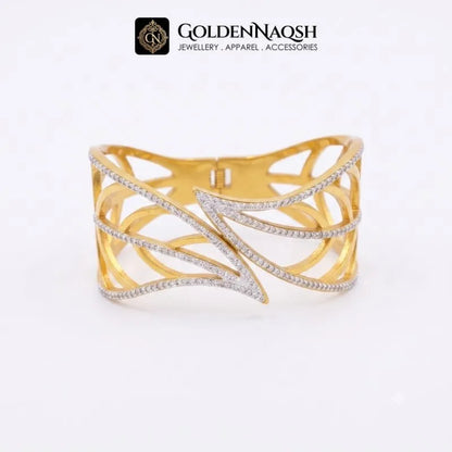 Golden Leaf Wide Cuff Bracelet
