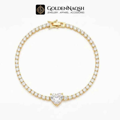 Golden Heart Tennis Bracelet