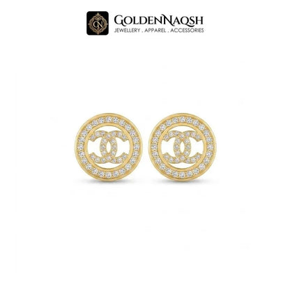 Interlocking Circle CZ Stud Earrings