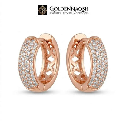 Rose Gold Pave CZ Huggie Hoops