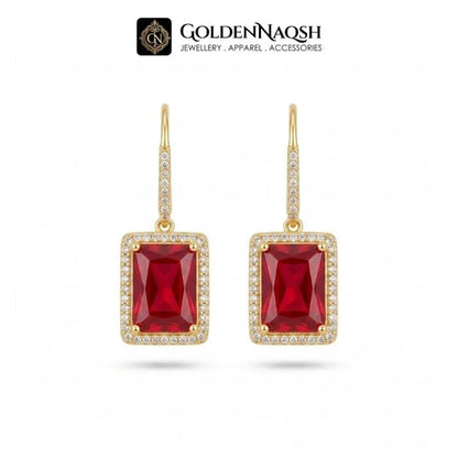 Ruby Emerald-Cut Hook Earrings