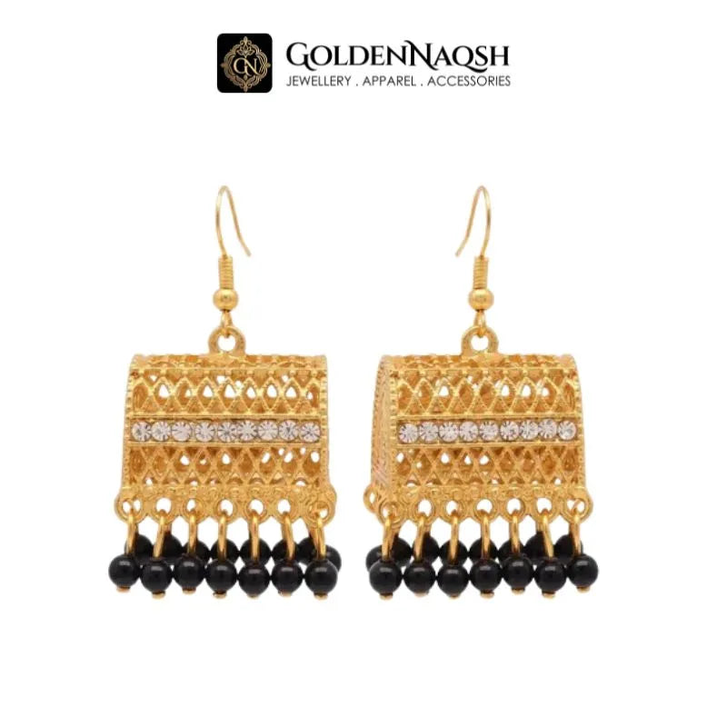 Gold Filigree Barrel Drop Earrings | Traditional Stainless Steel Drop Earrings